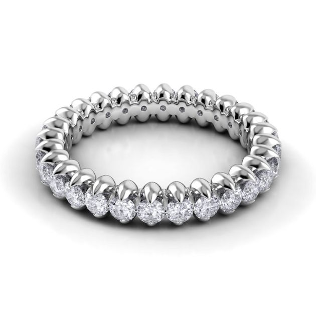 Danhov Petalo Twisted Shank Diamond Wedding Band in 14k White Gold 