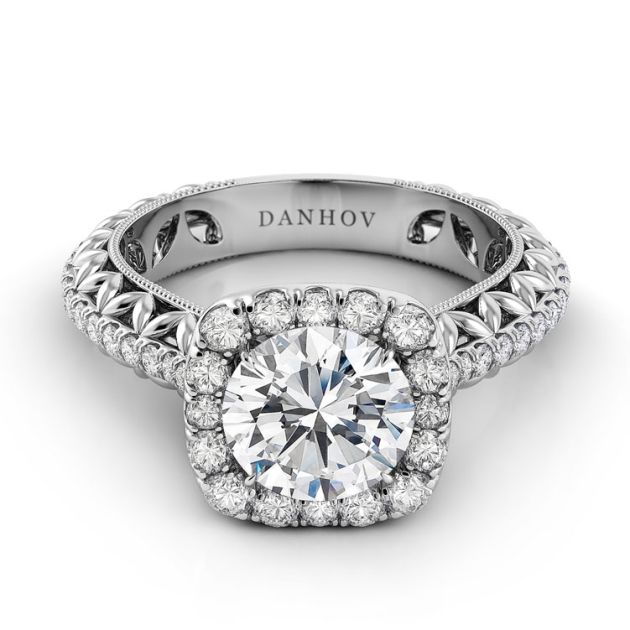 Danhov Petalo Single Shank Floral Engagement Ring in Platinum