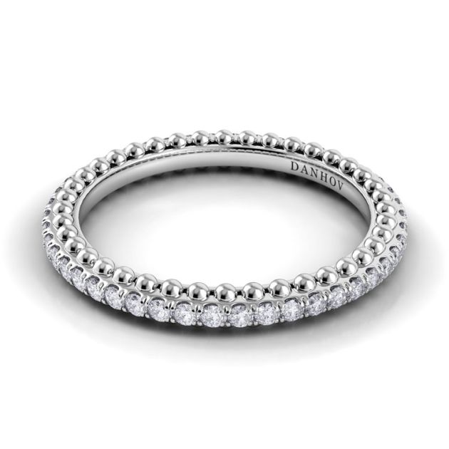 Danhov Petalo Round Diamond Wedding Band in 14k White Gold