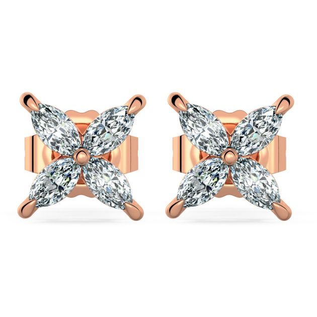 Norme de Danhov Flower Diamonds Earrings in 14k Rose Gold