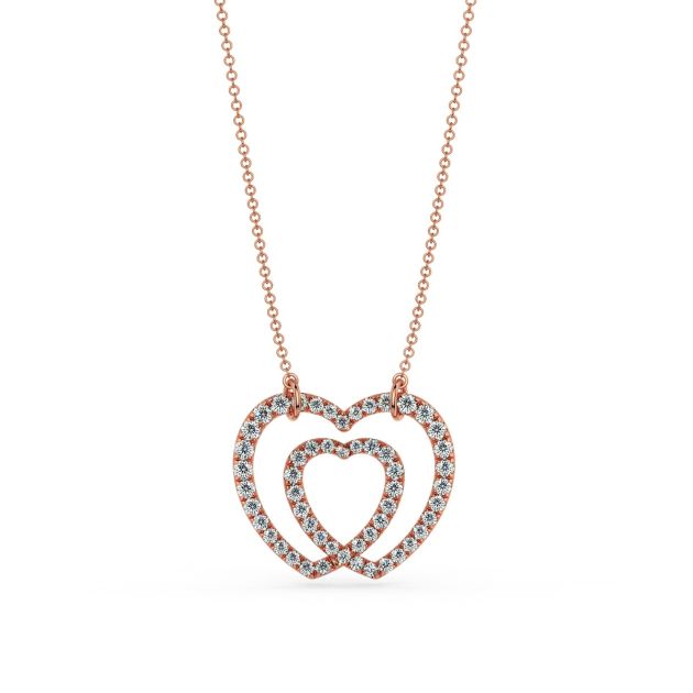 Norme de Danhov Heart in Heart Diamond Pendant in 18kt Rose Gold 