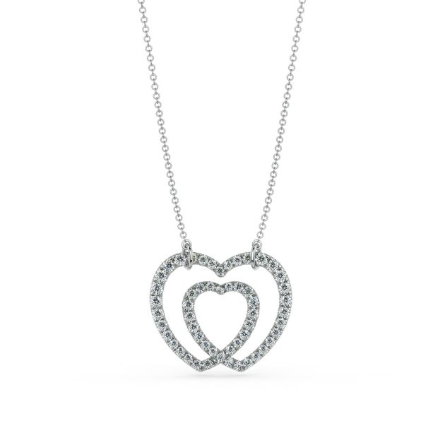 Norme de Danhov Heart in Heart Diamond Pendant in 14kt White Gold 