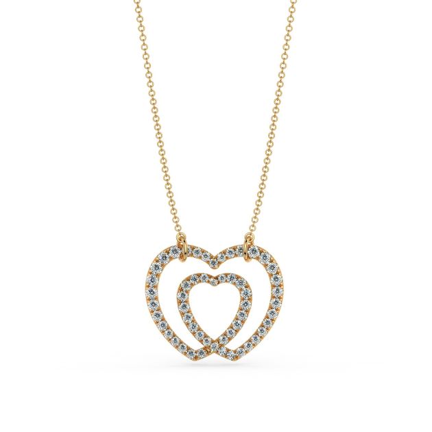Norme de Danhov Heart in Heart Diamond Pendant in 18kt Yellow Gold 