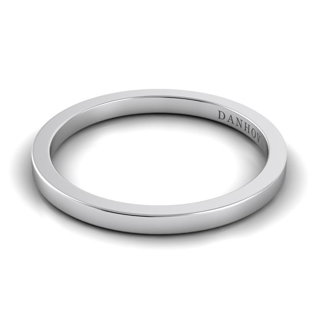 Danhov Per Lei Flat Wedding Band in 14k white Gold