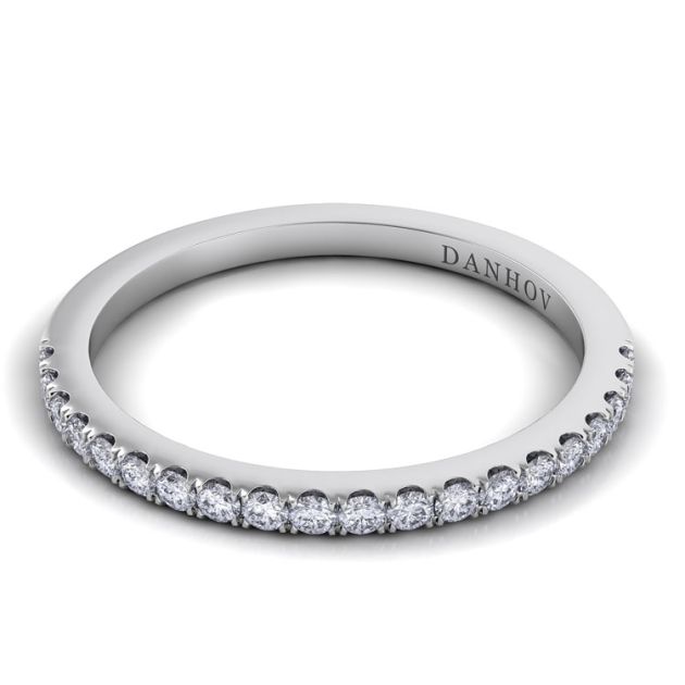 Danhov Per Lei Flat Diamond Wedding Band for Her in 14k White Gold