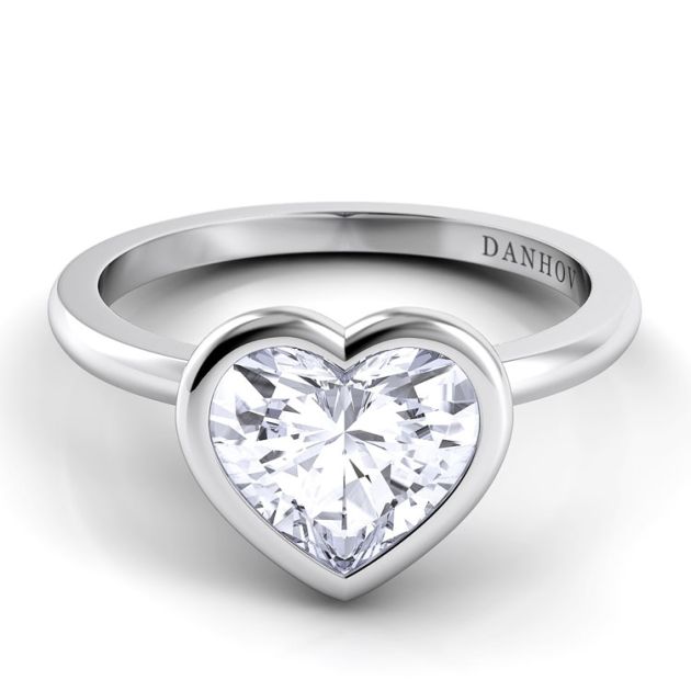 Danhov Per Lei Heart Shaped Engagement Ring in 18k White Gold