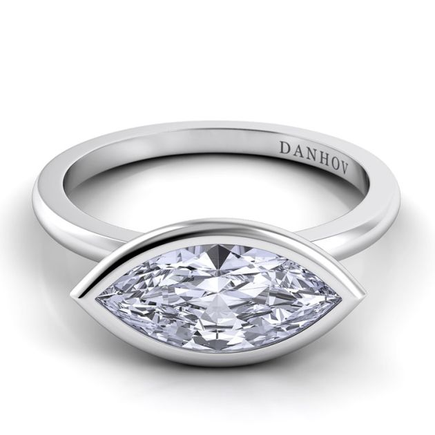 Danhov Per Lei Marquise Engagement Ring in 14k White Gold