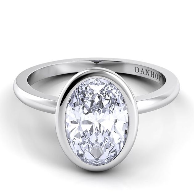 Danhov Per Lei Oval Diamond Engagement Ring in 14k White Gold