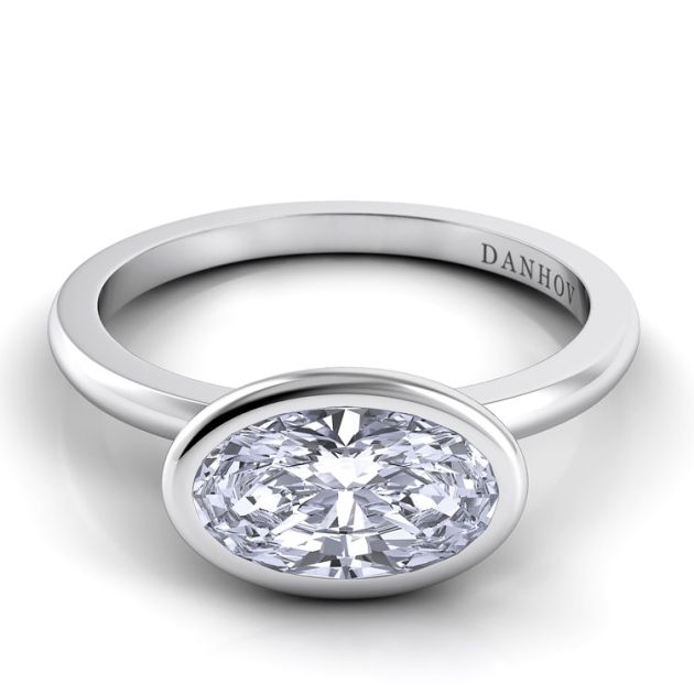 Danhov Per Lei Oval Diamond Ring for Women in 14k White Gold