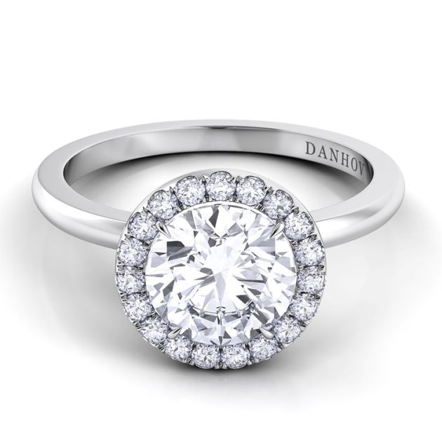 Danhov Per Lei Halo Engagement Ring in 14k White Gold