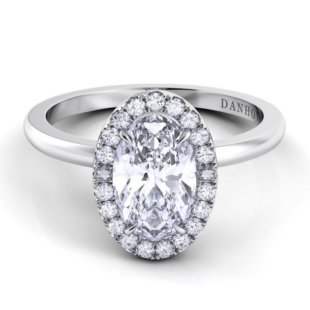 Danhov Per Lei Oval Cut Engagement Ring in 14k White Gold