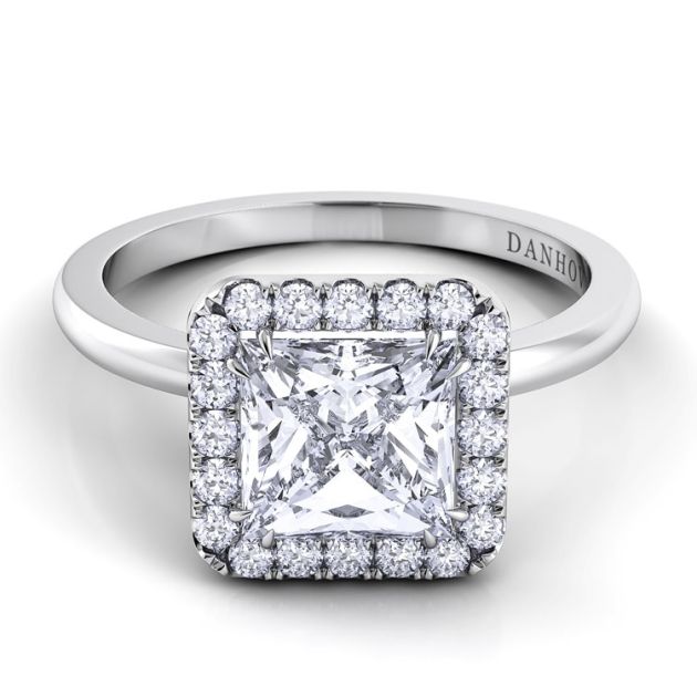 Danhov Per Lei Single Shank Princess-cut Engagement Ring in 14k White Gold