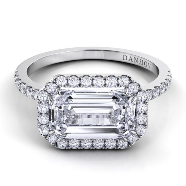 Danhov Per Lei Single Shank Engagement Ring in 14k White Gold