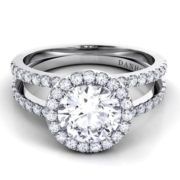 Danhov Per Lei Double Shank Engagement Ring in Platinum