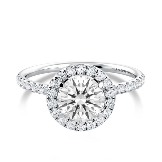 Danhov Per Lei Classic Halo Engagement Ring in 14k White Gold