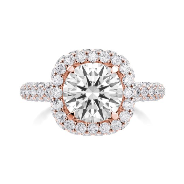 Danhov Per Lei Diamond Halo Engagement Ring in 14k Rose Gold