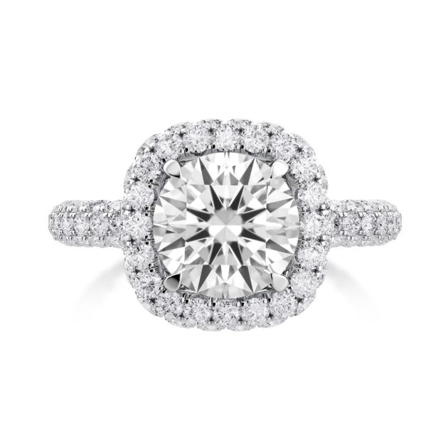 Danhov Per Lei  Diamond Halo Engagement Ring in Platinum