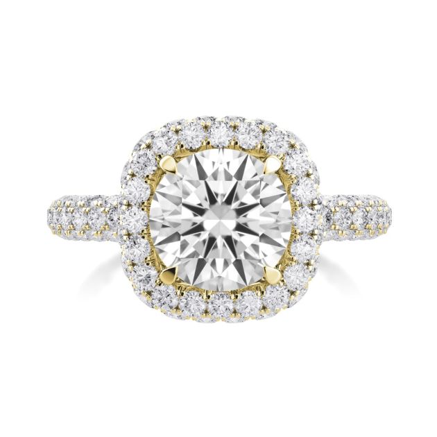 Danhov Per Lei Diamond Halo Engagement Ring in 18k Yellow Gold
