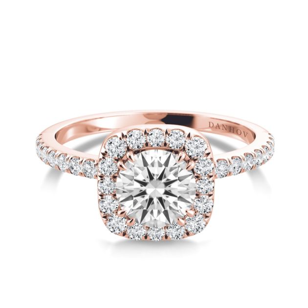 Danhov Per Lei Halo Engagement Ring in 14k Rose Gold