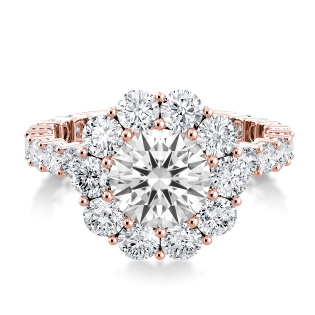Danhov Per Lei Halo Diamond Engagement Ring in 14k Rose Gold