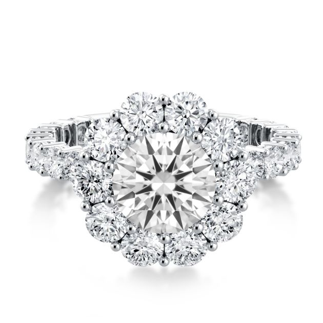 Danhov Per Lei Halo Diamond Engagement Ring in 18k White Gold