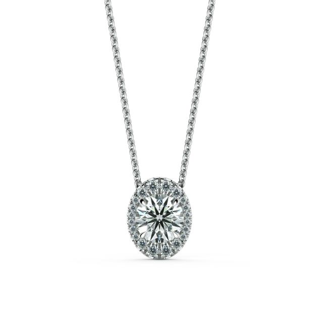 Danhov Per Lei Diamond Oval Pendant in 14k White Gold