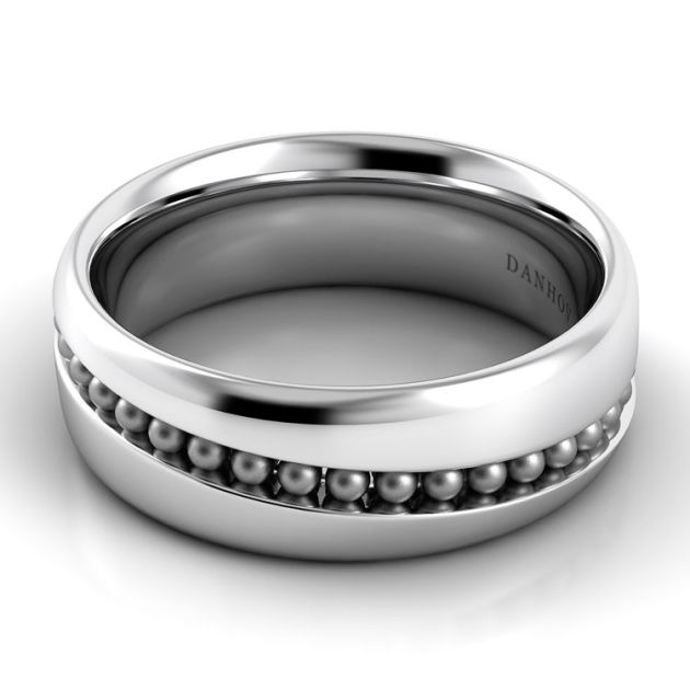 Danhov Pelote Men's Wedding Band in 14k White Gold