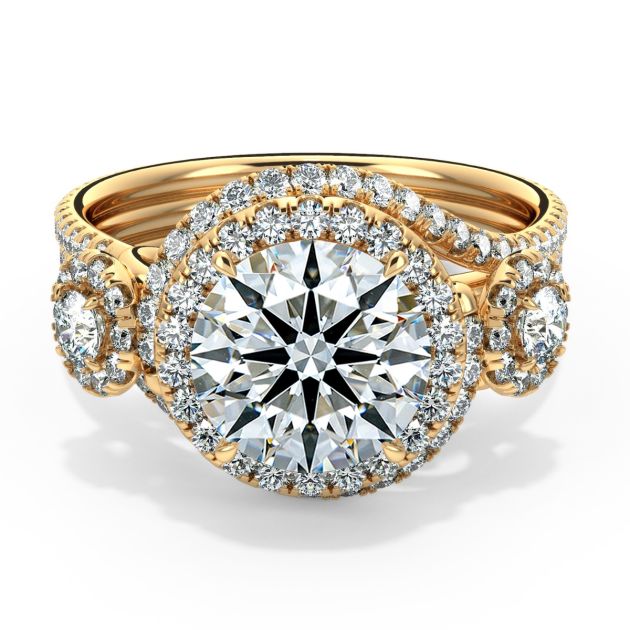 Danhov Abbraccio Unique Three Stone Engagement Ring  in 18k Yellow Gold