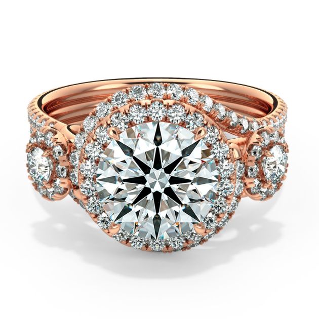 Danhov Abbraccio Unique Three Stone Engagement Ring in 14k Rose Gold