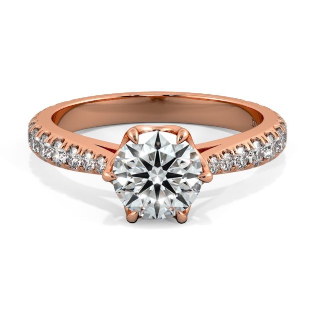 Danhov Classico Diamond Engagement Ring in 18k Rose Gold