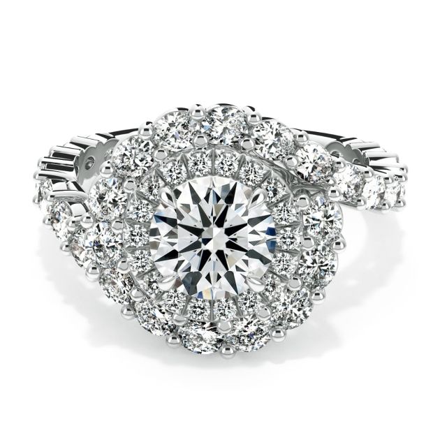 Danhov Grand Abbraccio Swirl Engagement Ring in 18k White Gold