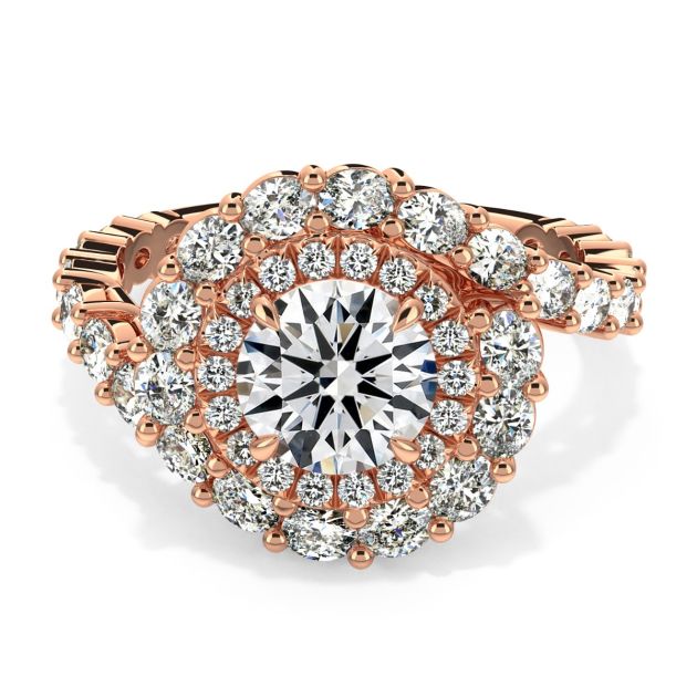 Danhov Grand Abbraccio Swirl Engagement Ring in 14k Rose Gold