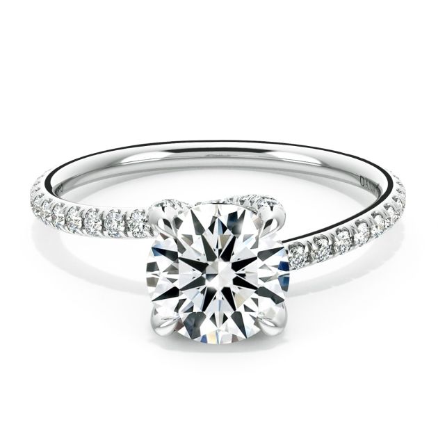 Danhov Eleganza Swirl Diamond Ring in 14k White Gold