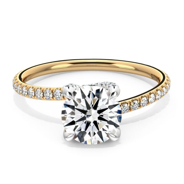 Danhov Eleganza Swirl Two Tone Diamond Ring in 18k Yellow Gold