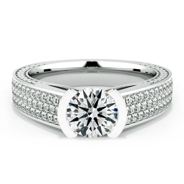Danhov Tubetto Diamond Solitaire Engagement Ring in 18k White Gold