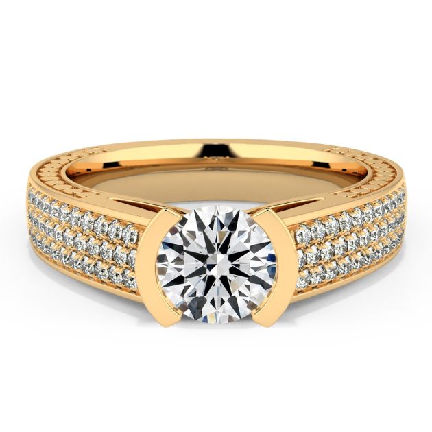 Amazing Danhov Diamond Solitaire Engagement Ring in 14k Yellow Gold