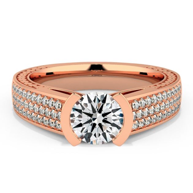 Danhov Tubetto Diamond Solitaire Engagement Ring in 18k Rose Gold