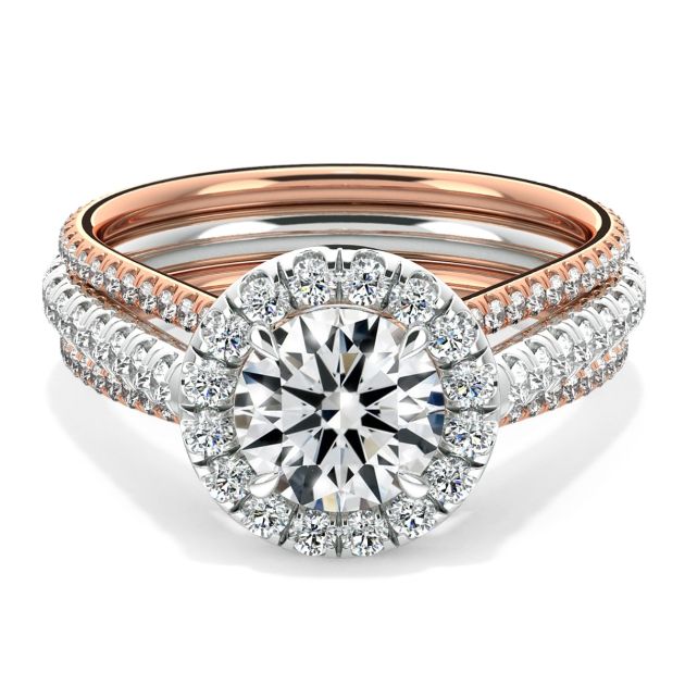 Danhov Couture Triple Shank Two-Color Engagement Ring in 18k Rose Gold