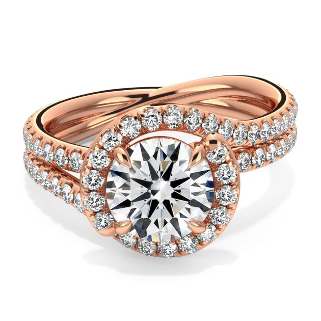 Danhov Abbraccio Unique Swirl Engagement Ring in 14k Rose Gold