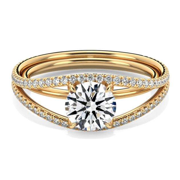 Danhov Per Lei Eagle Claw Prong Diamond Engagement Ring in 14k Yellow Gold