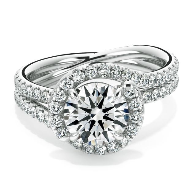 Danhov Abbraccio  Unique Swirl Engagement Ring in 14k White Gold