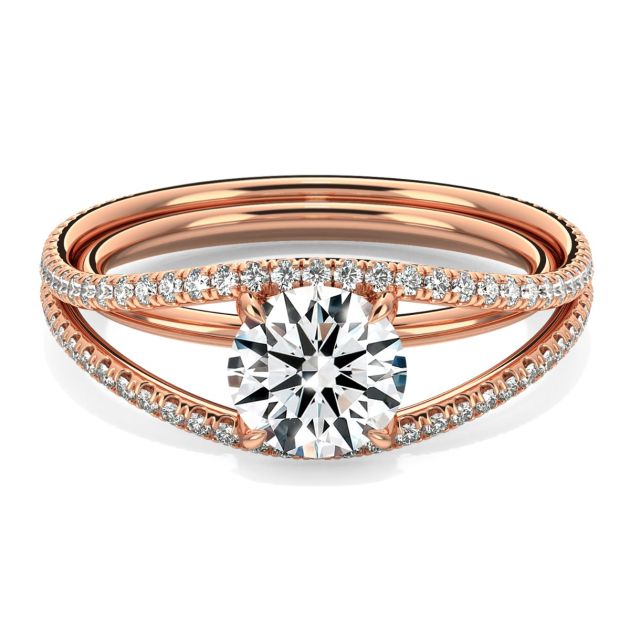 Danhov Per Lei Eagle Claw Prong Diamond Engagement Ring in 14k Rose Gold