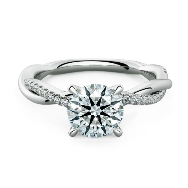 Norme De Danhov Petite Twisted Engagement Ring in 18k White Gold