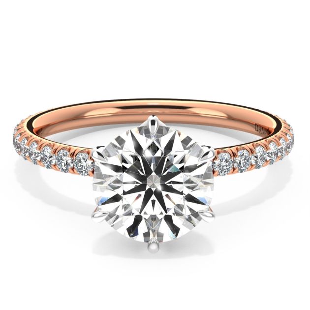 Norme de Danhov Two Tone Diamond Wedding Band for Her 14k Rose Gold