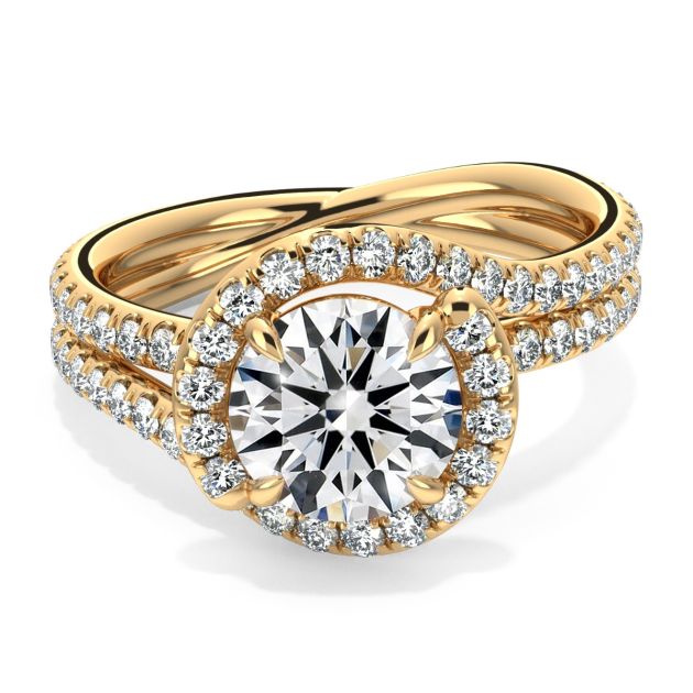 Danhov Abbraccio Unique Swirl Engagement Ring in 14k Yellow Gold