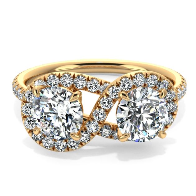 Danhov Abbraccio Infinity Single Shank Diamond Engagement Ring in 14k Yellow Gold