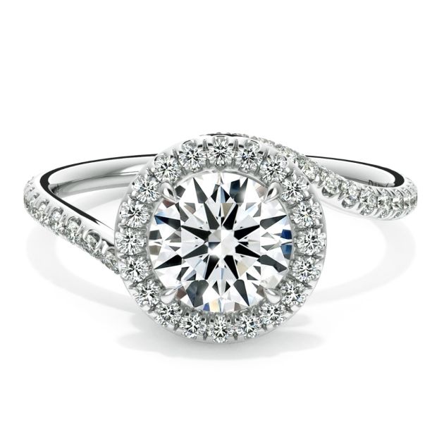 Danhov Abbraccio Swirl Diamond Engagement Ring in 18k White Gold