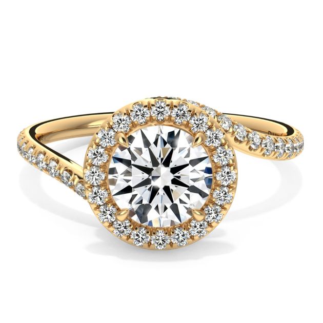 Danhov Abbraccio Swirl Diamond Engagement Ring in 18k Yellow Gold