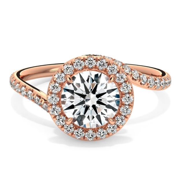 Danhov Abbraccio Swirl Diamond Engagement Ring in 14k Rose Gold