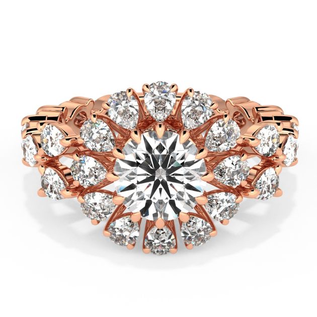 Danhov Classico Grand Diamond Engagement Ring in 14k Rose Gold
